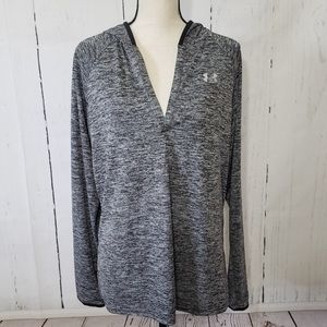 Under Armour Long Sleeve Pull Over, Hoodie, V Neck, XL Heather Grey